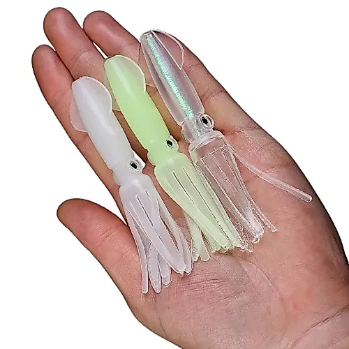 ISCA ARTIFICIAL LULA EM SILICONE 10CM BRILHA NO ESCURO PARA PESCA - 01 UNIDADE