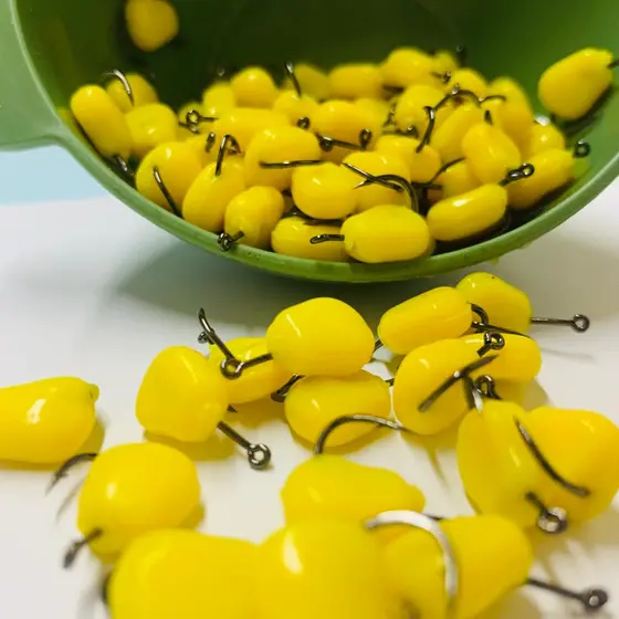 ISCA ARTIFICIAL MILHO AMARELO COM ANZOL E AROMA PARA TILÁPIA PARA PESCA