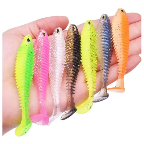 Isca Artificial Macia Em Silicone com Cauda T e Olhos 3D Para Pesca - 1 UNIDADE