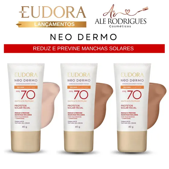 Protetor Solar Facial com Cor Eudora Neo Dermo FPS 70 40ml