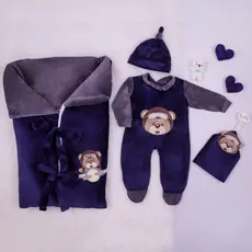Saída Maternidade Bebê Menino Saco De Dormir Urso Aviador Plush