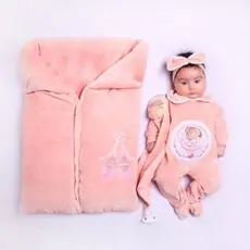 Saída de Maternidade Bebê Menina Bailarina Rosê Com Saco De Dormir Conjunto de Plush Recem Nascido