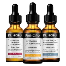 Principia Kit Rejuvenescedor Essencial Trio c/ Sérum Vitamina VC-10 + Sérum Retinol Rn-0,3 + Sérum Hialurônicos AH-2