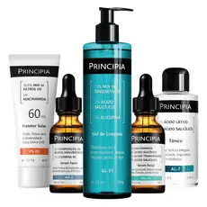 Principia Kit Anti Acne Avançado c/ Gel de Limpeza GL-01 + Tônico AL-7 + Sérum Mix-01 + Sérum AH-2 + Protetor Solar PS01