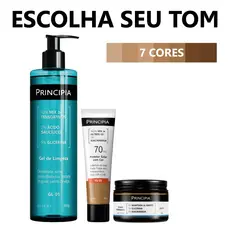 Principia Kit Limpa Hidrata e Protege c/ Gel de Limpeza GL-01 + Creme Hidratante CH-01 + Protetor Cor PS-05 FPS 70