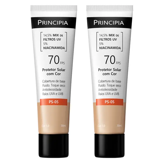 Principia kit com 2 Protetores solares com cor PS-05-escolha seu tom