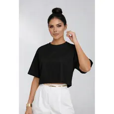 Cropped Oversized em Algodão Premium Malha Penteada Confortável Promoção