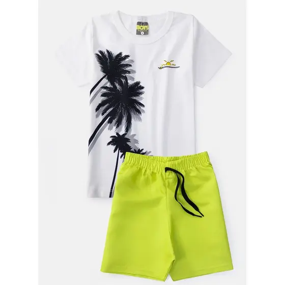 Conjunto Infantil Masculino Prancha Surf Off White 0526 - Boys Brigade