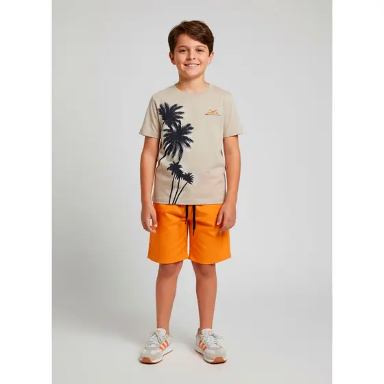 Conjunto Infantil Masculino Prancha Surf Cáqui 0526 - Keki Boys