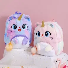 Mochila Infantil Unicórnio Pelúcia Leve Confortável para Passeio