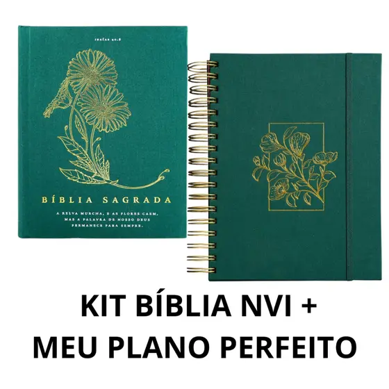 Kit Biblia NVI Com Espaço para Anotações + Meu Plano Perfeito | Capa Tecido Floral
