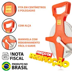 Trena 100 Metros Fita 100m Mt Aberta Fibra De Vidro Flexível Profissional c/ Nfe Alta Qualidade
