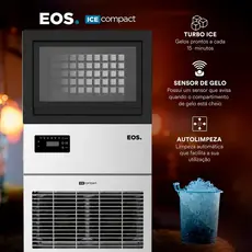 Máquina De Gelo 45kg Inox Emg45i 220v Cubos Compact - EOS TURBO GELO, SENSOR DE GELO, AUTOLIMPEZA