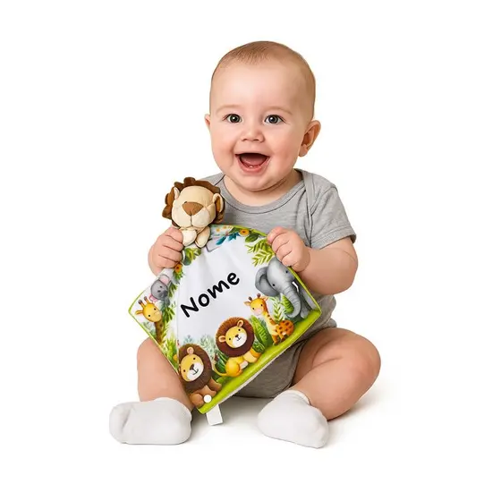 Naninha Personalizada Prendedor de Chupeta Menina e Menino Com Nome do Bebê – Plush Estampado com Forro de Malha