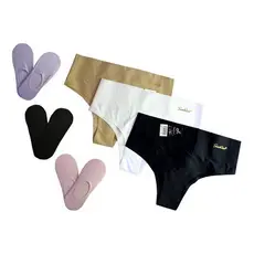 Kit 3 Calcinha Cós Alto Sem Costura Confortável e 3 Pares De Meia Sapatilha Invisível