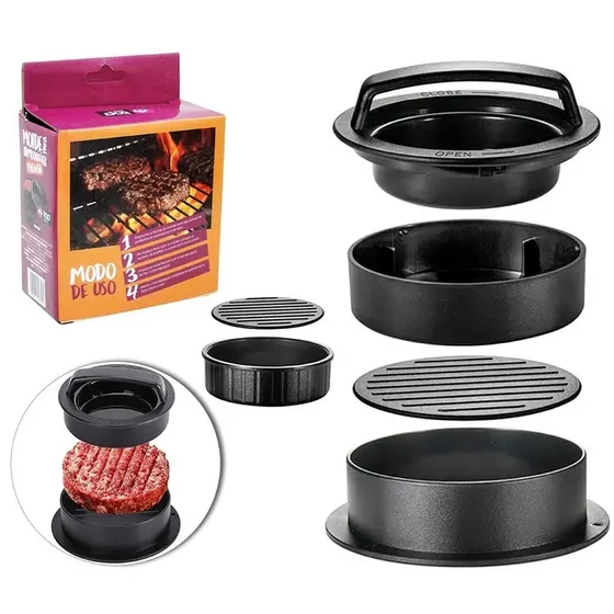 Conjunto 12X6CM Molde Prensa Carne De Hambúrguer De Pressão Adequado Churrascos De Lanches universal
