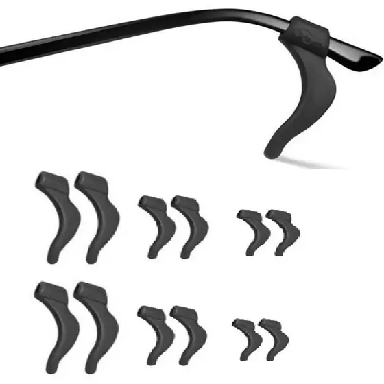 Gancho De Orelha 6 Pares Flexível Preta Em Silicone Para Haste De Óculos Anti Deslizante Confortável universal
