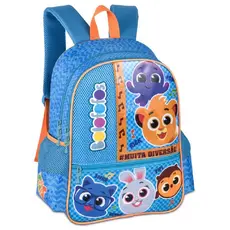 Mochila Escola Creche Passeio Pequena Infantil Bolofofos Oficial Azul