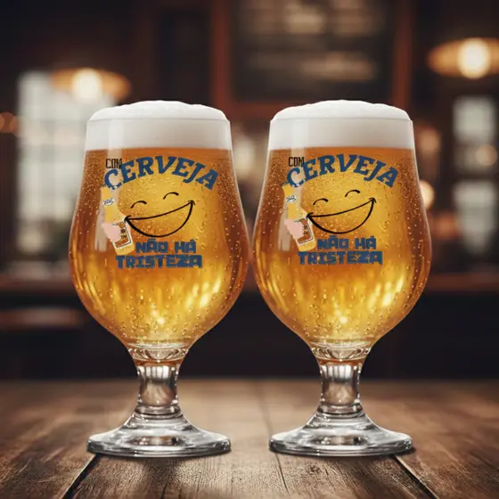 Taças de Vidro Beer Master Frase Engraçada, Jogo de 2 Taças Para Cerveja