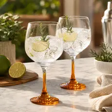 Taça de Vidro para Gin Tônica 690ml, Taça de Gin de Vidro Drinks Haste Laranja