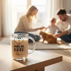 Caneca Para Café e Chá Verona, Caneca de Vidro Estampa Pai Mãe de Gato Cachorro Estampas - Ruvolo