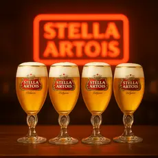 Taças de Cerveja Stella Artois Belgium 600ml Licenciado Taça De Vidro Borda Dourada - Ruvolo