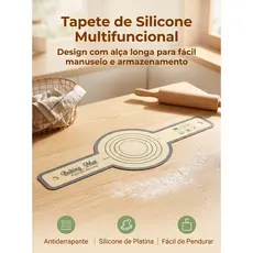 Tapete Silicone Platin Antiaderente para Massa e Assados, Com Alça para Pendurar e Transportar Fácil