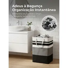 Cesto de Roupa Dobrável 72L com Alças Reforçadas para Roupas Sujas
