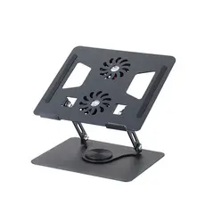 Suporte Com 2 Coolers Alumínio Base 360° Macbook Notebook