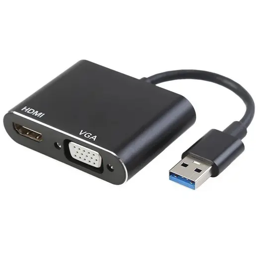 Cabo Adaptador 2 em 1 Type-C USB 3.0 Para Hdmi Vga Video Audio 1080p