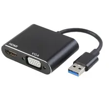 Cabo Adaptador 2 em 1 Type-C USB 3.0 Para Hdmi Vga Video Audio 1080p