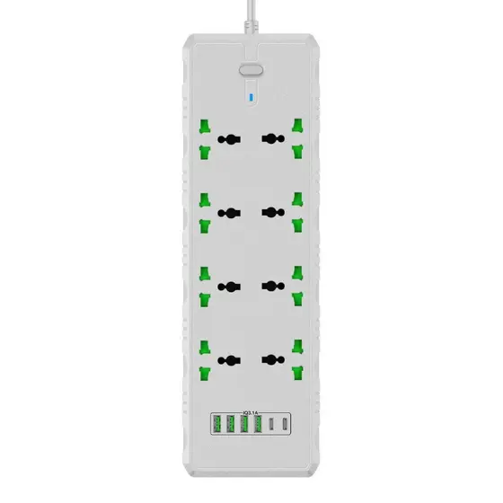 Filtros De Linha Regua Extensão Bivolt 8 Tomadas 6 Usb 3000w
