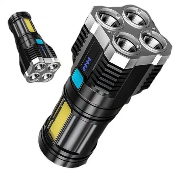 Lanterna Usb Recarregável Alta Potência Alcance 4led +cob