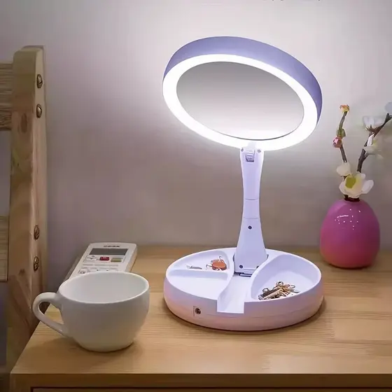 Espelho Com Led Aumento Zoom 10x USB P/ Design Maquiagem