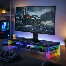 Suporte de Monitor com Gaveta RGB Portas Hub USB Tipo C Gamer OR-SP256