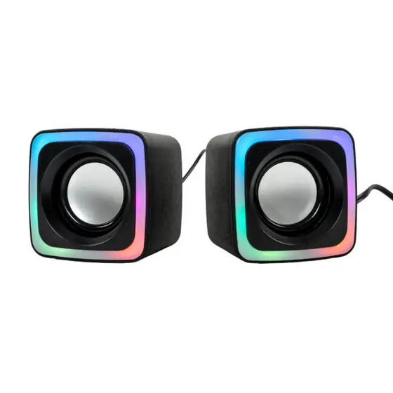 Caixa de Som com Iluminação RGB 6W RMS Entrada Auxiliar para PC e Notebook Grasep D-GP202