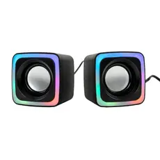Caixa de Som com Iluminação RGB 6W RMS Entrada Auxiliar para PC e Notebook Grasep D-GP202