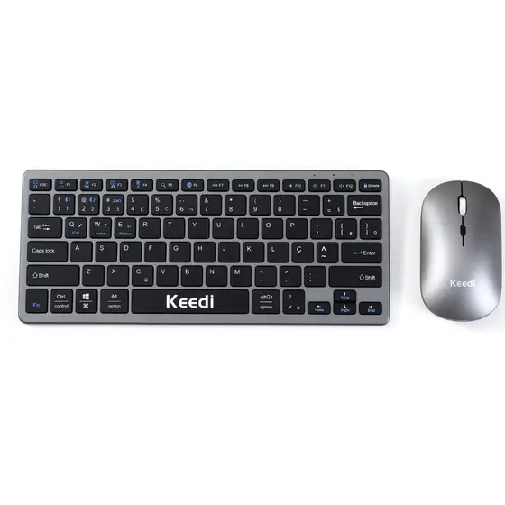 Kit Teclado e Mouse Sem Fio 2.4GHz Slim Compacto Silencioso USB Nano Keedi KEEDI-TEC817