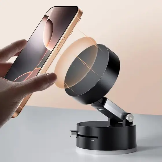 Suporte Magnético Dobrável para Celular Base Ventosa Veicular Parede Ajustável