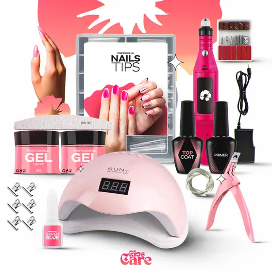 Kit Unha Gel Completo Cabine Sun 5 48W Digital Lixadeira Elétrica Caneta Pedicure e Manicure Alongamento De Unhas Tips