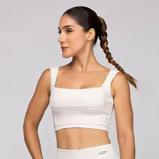 Top Poliamida Feminino Academia Fitness Alta Sustentação Toque Gelado Recorte Quadrado