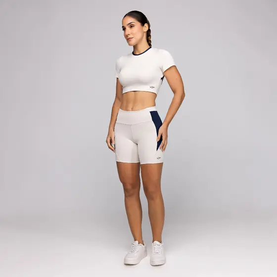 Conjunto Fitness Feminino Academia Top Costas Abertas Alta Sustentação e Short com Bolso Frame