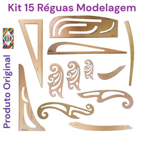 kit de 15 Réguas para Costura Francesa Cavas Decotes Alfaiate Modelagem Profissional Patchwork