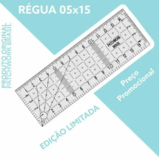 Régua para Patchwork Retangular 5cmx15cm gravada a laser Patchwork Brasil