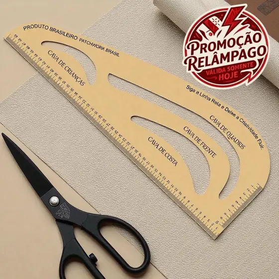 Régua Curva De Corte 6 em 1 E Costura Com Cava Original Patchwork Brasil