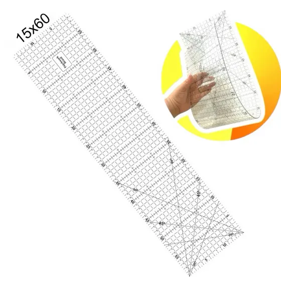 Régua  Flexível  Para Patchwork Scrapbook Costura em Geral 15x60, 15x30, 05x60