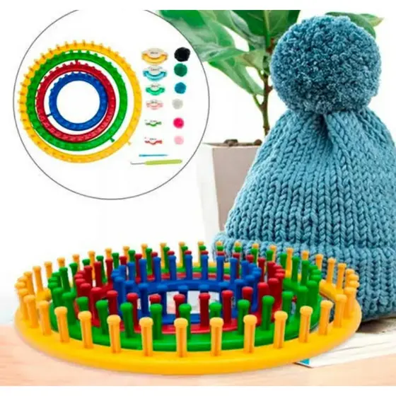 4 Tear Circular Plástico Colorido Gorro Touca Cachecol Tricô
