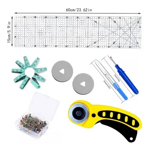 Kit Régua 15x60 cortador lamina alfinetes abridor de casa