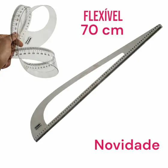 Régua Esquadro 70cm  Flexivel Modelagem Confecção 0510 70x11cm  seuper Resistênte