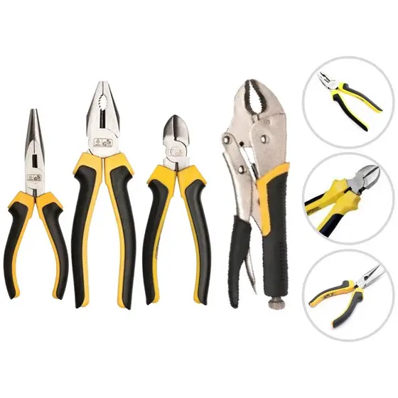 Kit Jogo 4 Alicates Universal Corte Bico Pressão Fertak